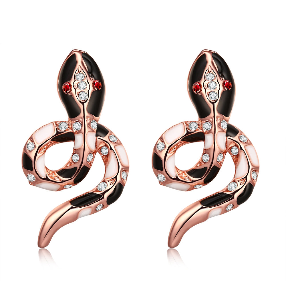 Swarovski Crystal Snake Stud Earring in 18K Rose Gold Plated