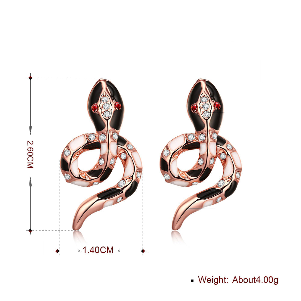 Swarovski Crystal Snake Stud Earring in 18K Rose Gold Plated