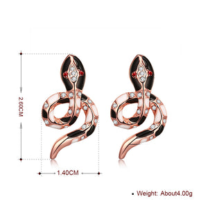 Austrian Crystal Snake Stud Earring in 18K Rose Gold Plated