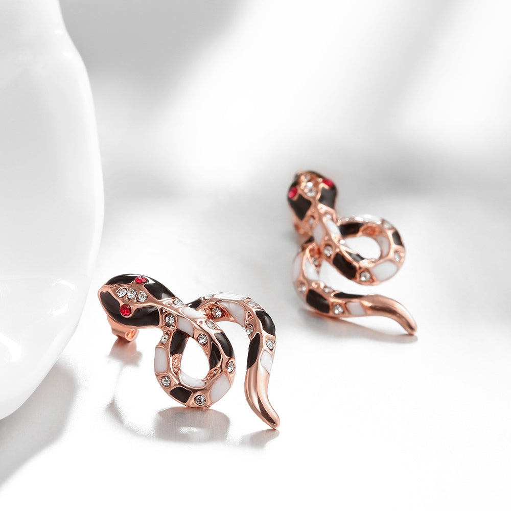 Swarovski Crystal Snake Stud Earring in 18K Rose Gold Plated