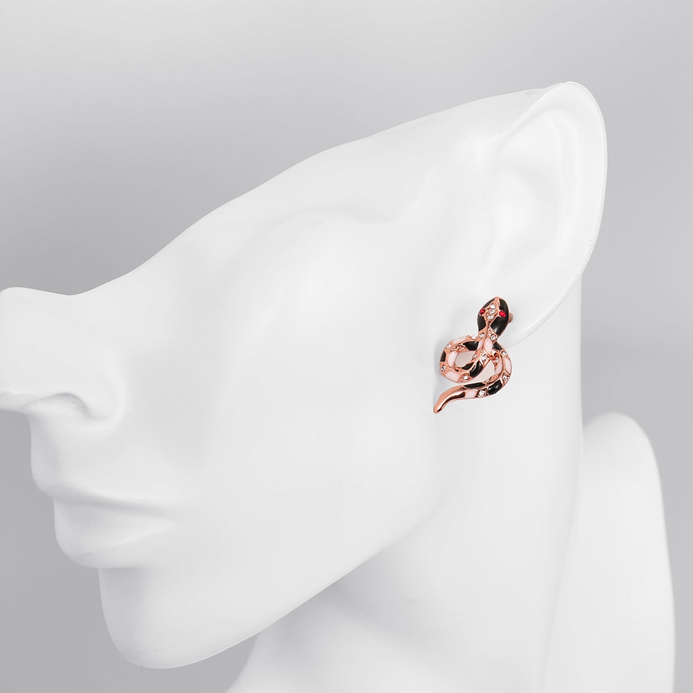 Swarovski Crystal Snake Stud Earring in 18K Rose Gold Plated