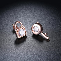 Swarovski Crystal Sapphire Stud Earring in 18K Rose Gold Plated