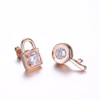 Swarovski Crystal Sapphire Stud Earring in 18K Rose Gold Plated