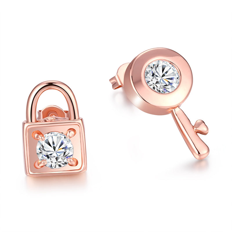 Swarovski Crystal Sapphire Stud Earring in 18K Rose Gold Plated