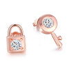 Austrian Crystal Sapphire Stud Earring in 18K Rose Gold Plated