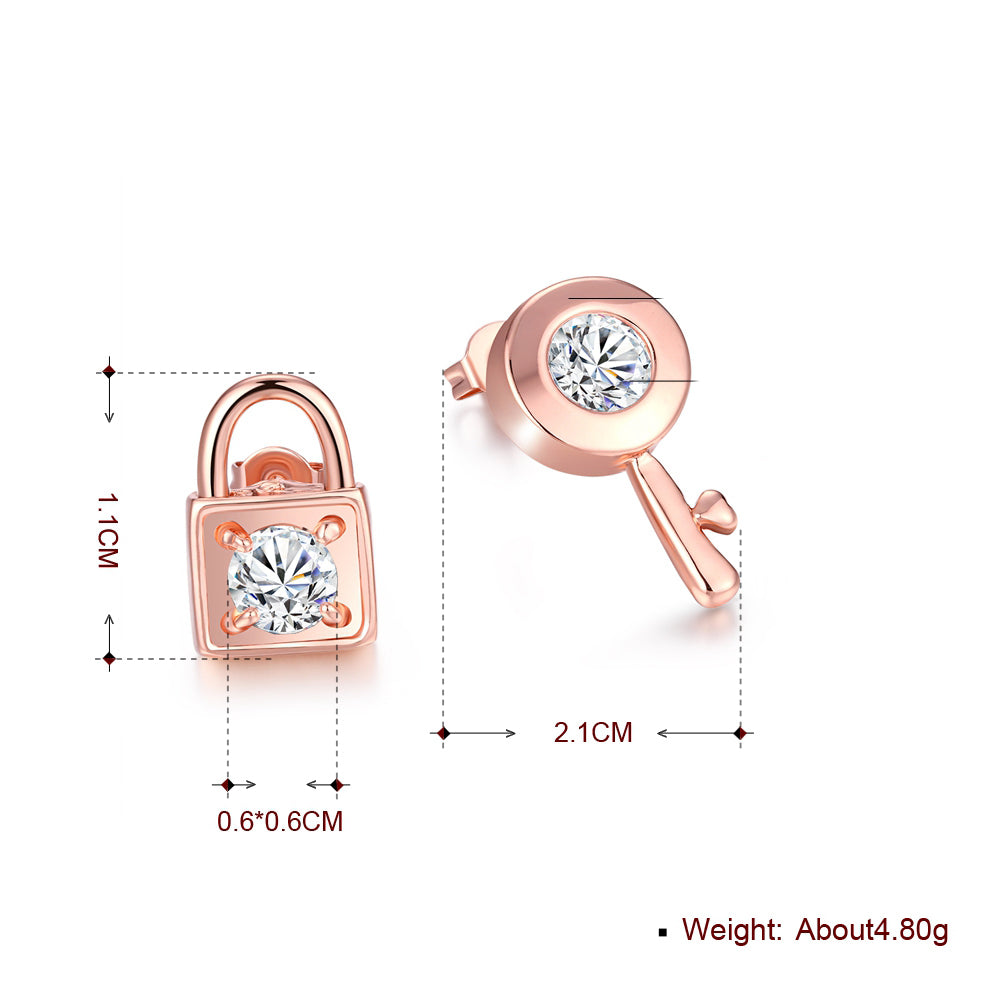 Austrian Crystal Sapphire Stud Earring in 18K Rose Gold Plated