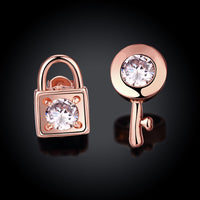 Swarovski Crystal Sapphire Stud Earring in 18K Rose Gold Plated