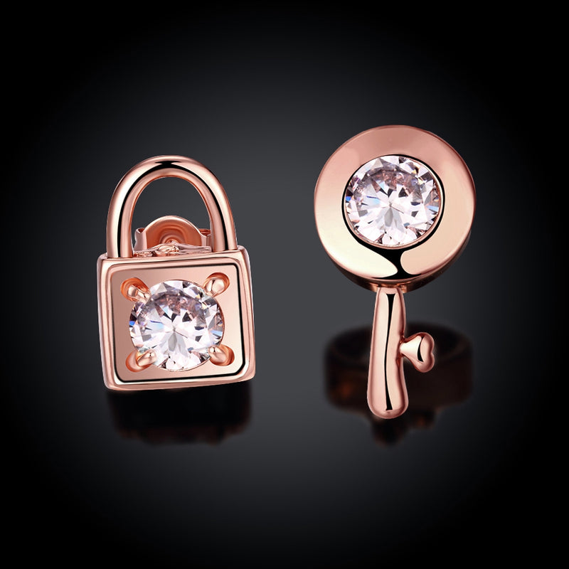 Swarovski Crystal Sapphire Stud Earring in 18K Rose Gold Plated