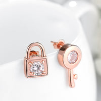 Swarovski Crystal Sapphire Stud Earring in 18K Rose Gold Plated