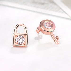 Austrian Crystal Sapphire Stud Earring in 18K Rose Gold Plated