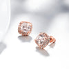 Pav'e Austrian Elements  Square Studs in 14K Rose Gold
