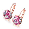 Austrian Crystal Sapphire Leverback Earring in 18K Rose Gold Plated