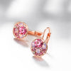 Austrian Crystal Sapphire Leverback Earring in 18K Rose Gold Plated