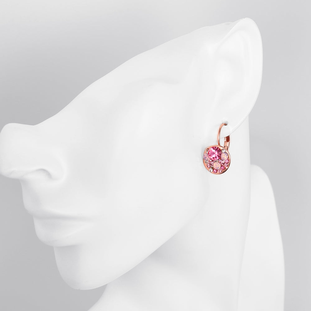 Swarovski Crystal Sapphire Leverback Earring in 18K Rose Gold Plated