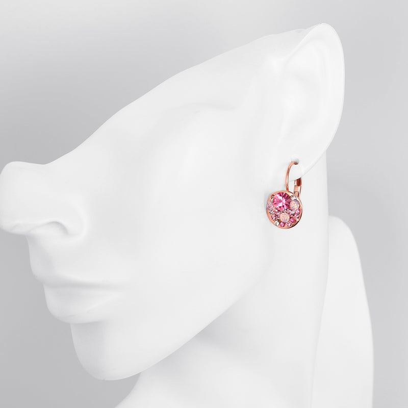 Swarovski Crystal Sapphire Leverback Earring in 18K Rose Gold Plated