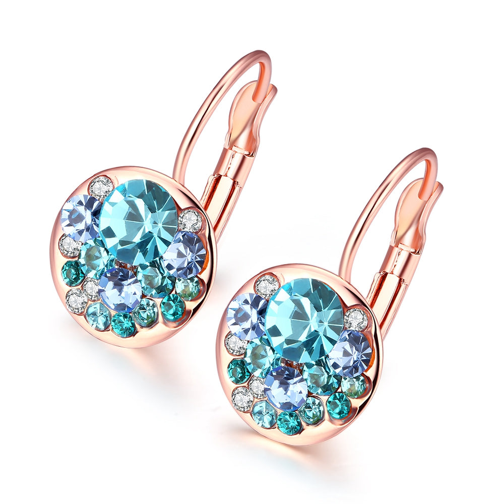 Blue Periwrinkle Swarovski Leverback Earrings in 14K Rose Gold, Earring, Golden NYC Jewelry, Golden NYC Jewelry  jewelryjewelry deals, swarovski crystal jewelry, groupon jewelry,, jewelry for mom,
