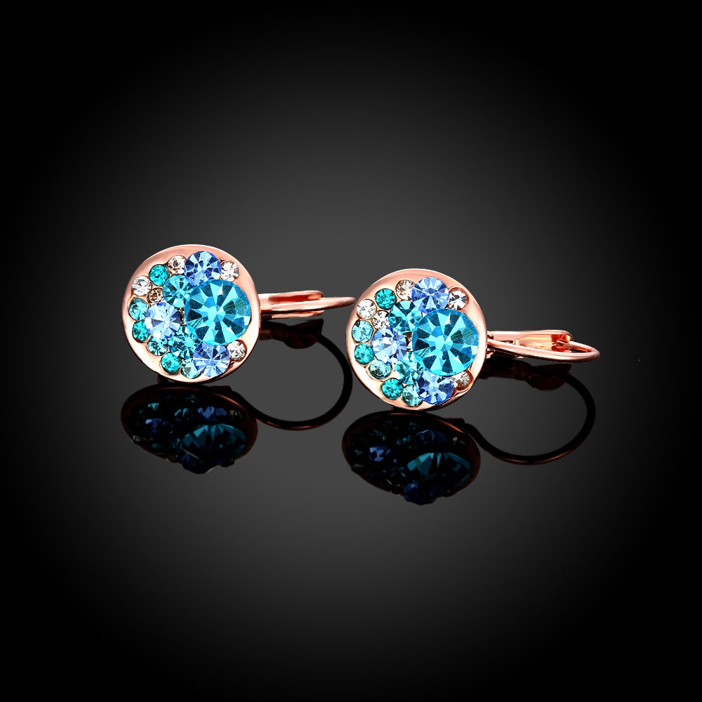 Blue Periwrinkle Swarovski Leverback Earrings in 14K Rose Gold, Earring, Golden NYC Jewelry, Golden NYC Jewelry  jewelryjewelry deals, swarovski crystal jewelry, groupon jewelry,, jewelry for mom,