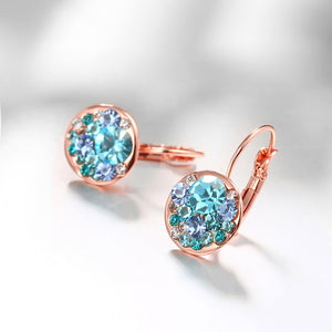 Blue Periwrinkle Swarovski Leverback Earrings in 14K Rose Gold, Earring, Golden NYC Jewelry, Golden NYC Jewelry  jewelryjewelry deals, swarovski crystal jewelry, groupon jewelry,, jewelry for mom,