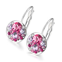 Pink Periwrinkle Swarovski Leverback Earrings in 18K White Gold