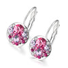 Pink Periwrinkle Austrian Leverback Earrings in 18K White Gold