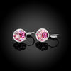 Pink Periwrinkle Swarovski Leverback Earrings in 18K White Gold