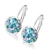 Swarovski Crystal Sapphire Leverback Earring in 18K White Gold Plated