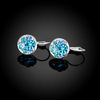 Swarovski Crystal Sapphire Leverback Earring in 18K White Gold Plated