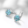 Swarovski Crystal Sapphire Leverback Earring in 18K White Gold Plated