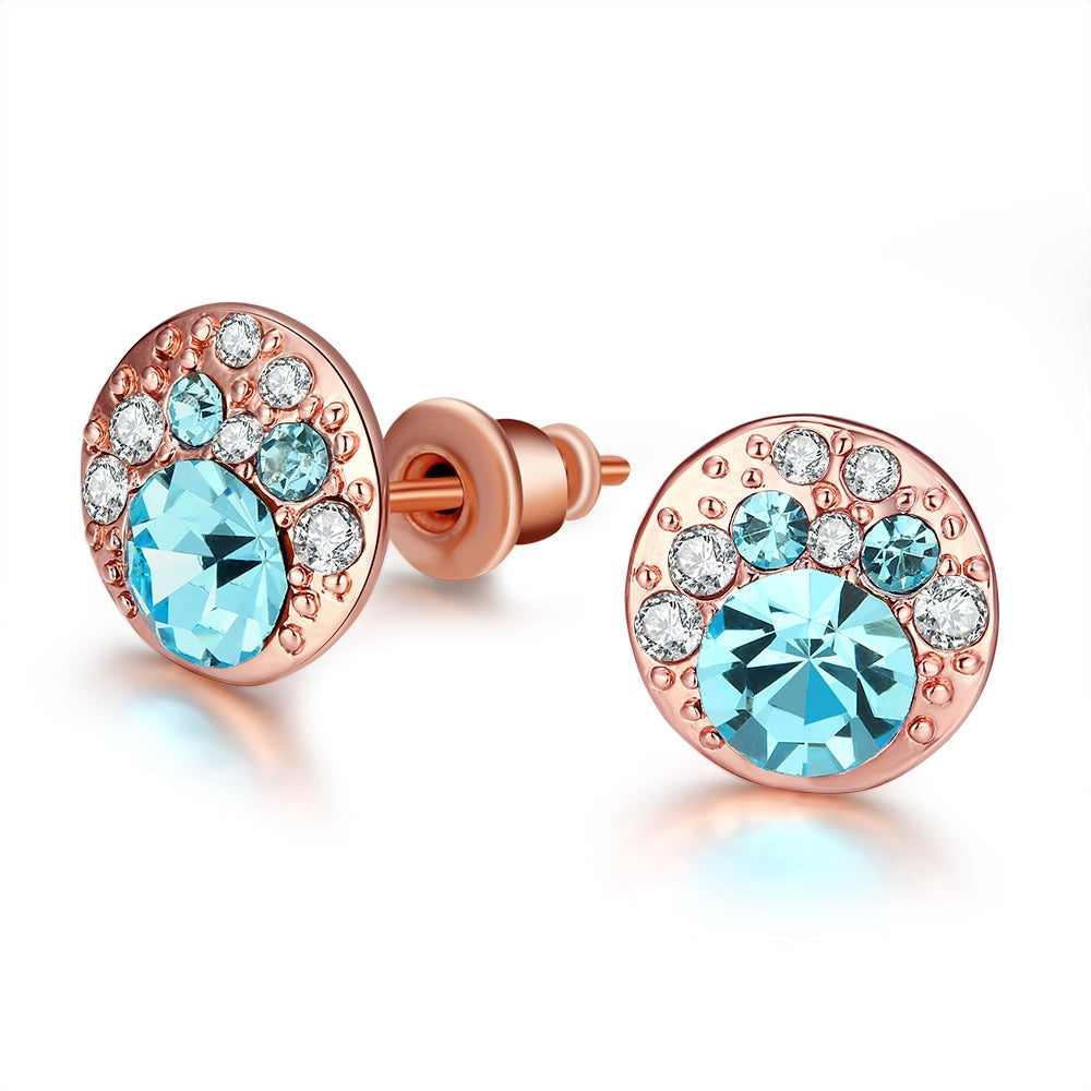 Periwrinkle Blue Austrian Elements Studs in 14K Rose Gold