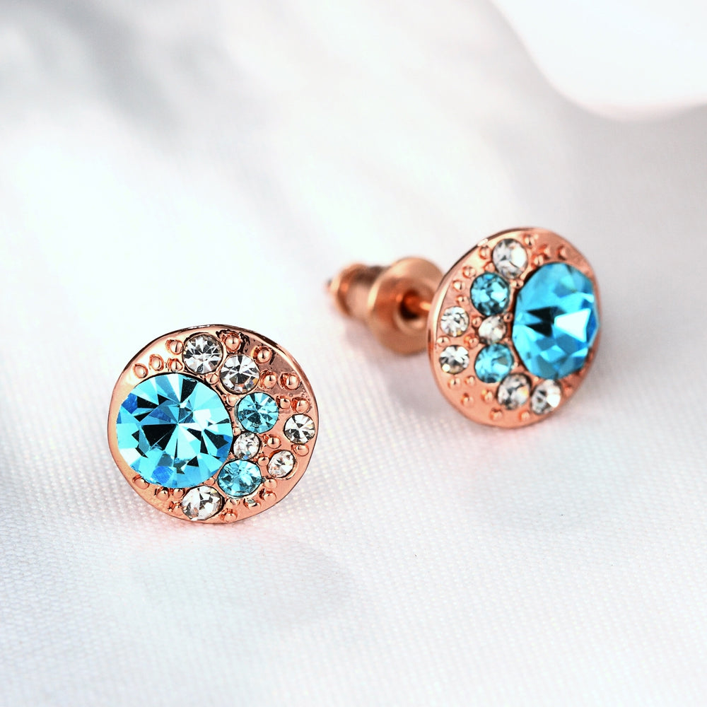 Periwrinkle Blue Austrian Elements Studs in 14K Rose Gold