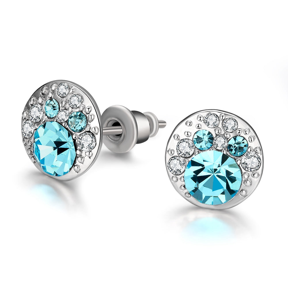 Periwrinkle Blue Austrian Elements Studs in 18K White Gold