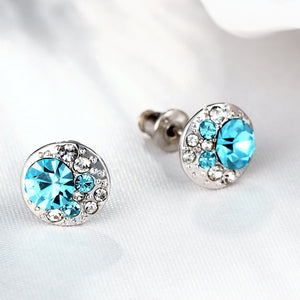 Periwrinkle Blue Austrian Elements Studs in 18K White Gold