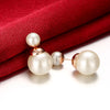 Double Pearl Earring Stud Earring in 18K Rose Gold Plated