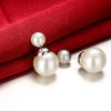 Double Pearl Earring Stud Earring in 18K White Gold Plated