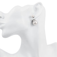 Double Pearl Earring Stud Earring in 18K White Gold Plated