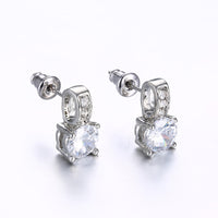 Swarovski Crystal Pave Stud Earring in 18K White Gold Plated