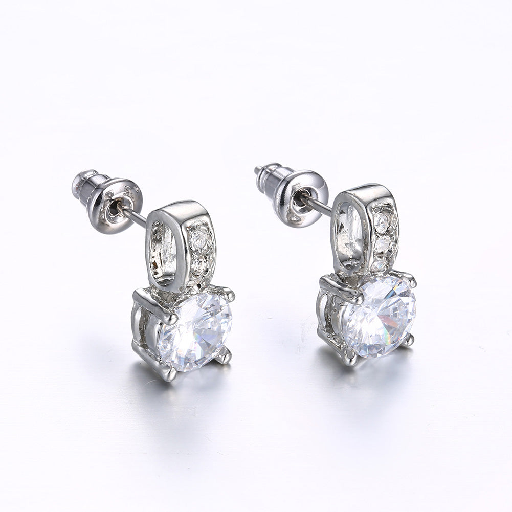 Swarovski Crystal Pave Stud Earring in 18K White Gold Plated