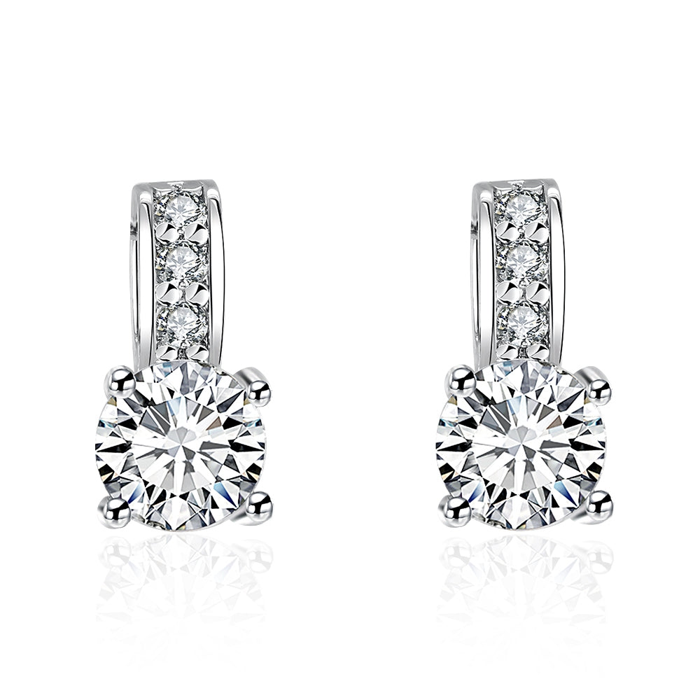 Princess Inspired Pave Swarovski Elements Earrings in 18K White Gold