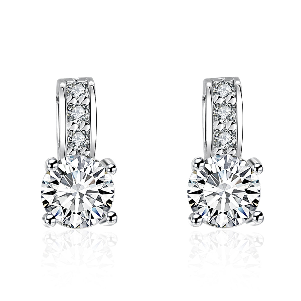 Princess Inspired Pav'e Austrian Elements Earrings in 18K White Gold