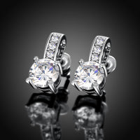 Princess Inspired Pave Swarovski Elements Earrings in 18K White Gold