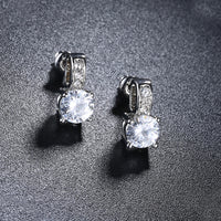Princess Inspired Pave Swarovski Elements Earrings in 18K White Gold