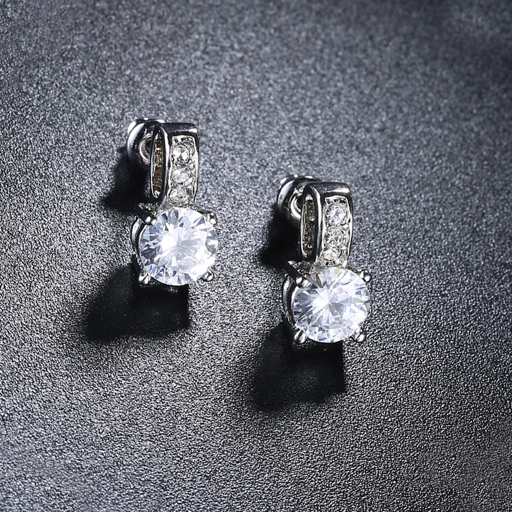 Princess Inspired Pave Swarovski Elements Earrings in 18K White Gold