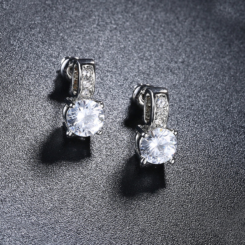 Princess Inspired Pave Swarovski Elements Earrings in 18K White Gold
