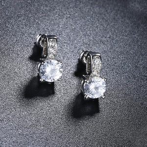 Princess Inspired Pav'e Austrian Elements Earrings in 18K White Gold