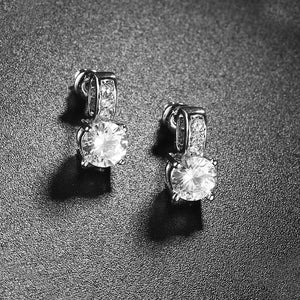 Austrian Crystal Pave Stud Earring in 18K White Gold Plated