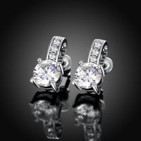 Swarovski Crystal Pave Stud Earring in 18K White Gold Plated