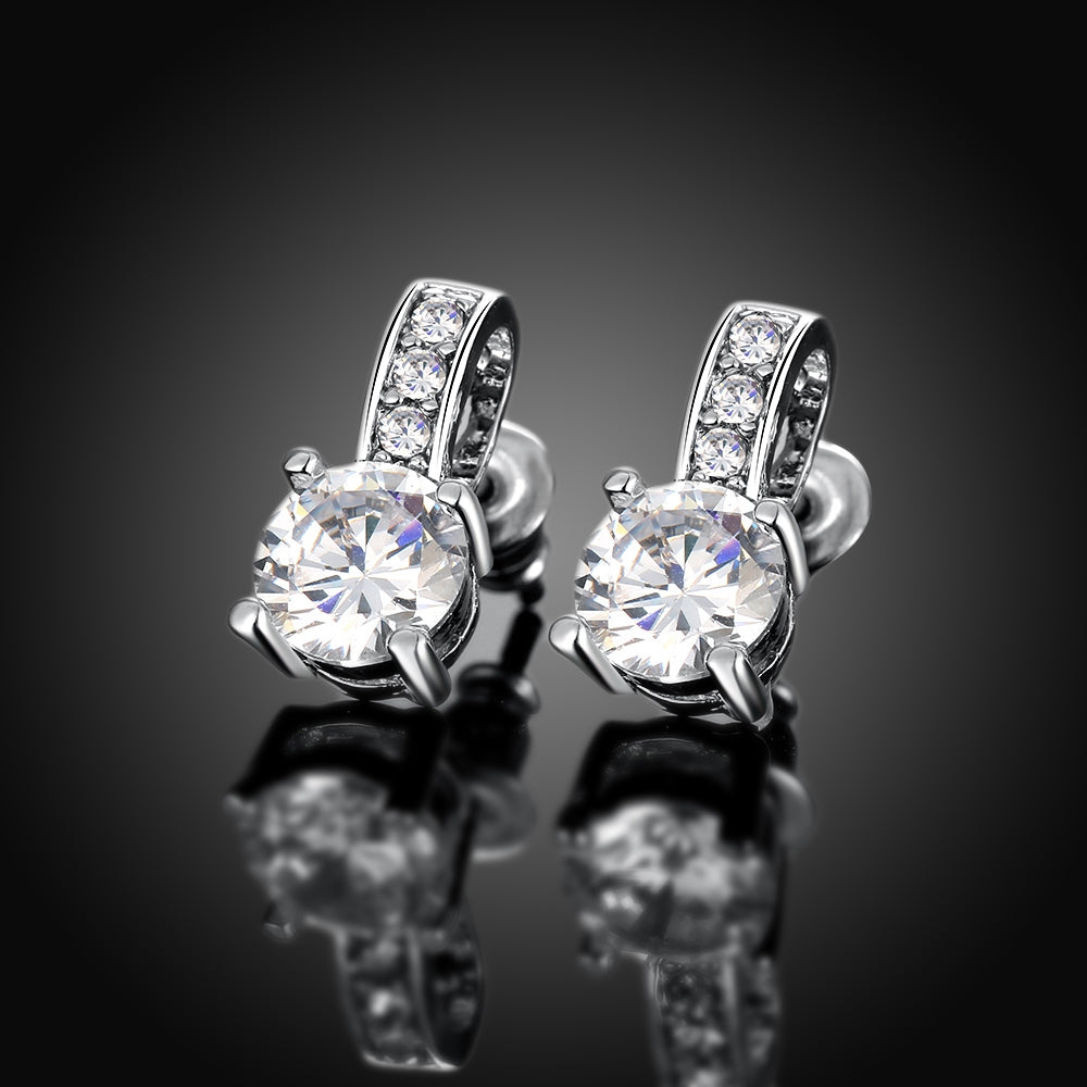 Swarovski Crystal Pave Stud Earring in 18K White Gold Plated