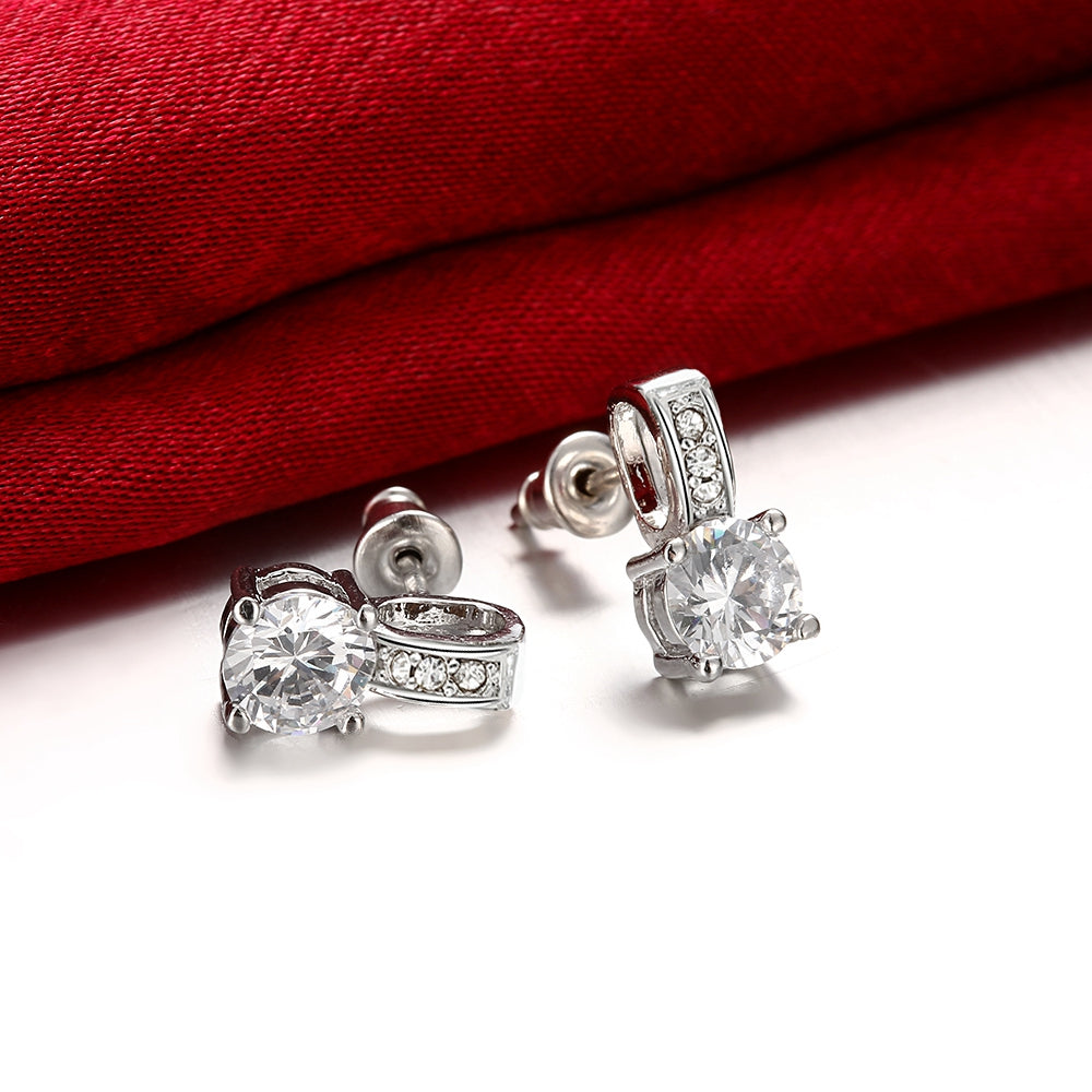 Swarovski Crystal Pave Stud Earring in 18K White Gold Plated