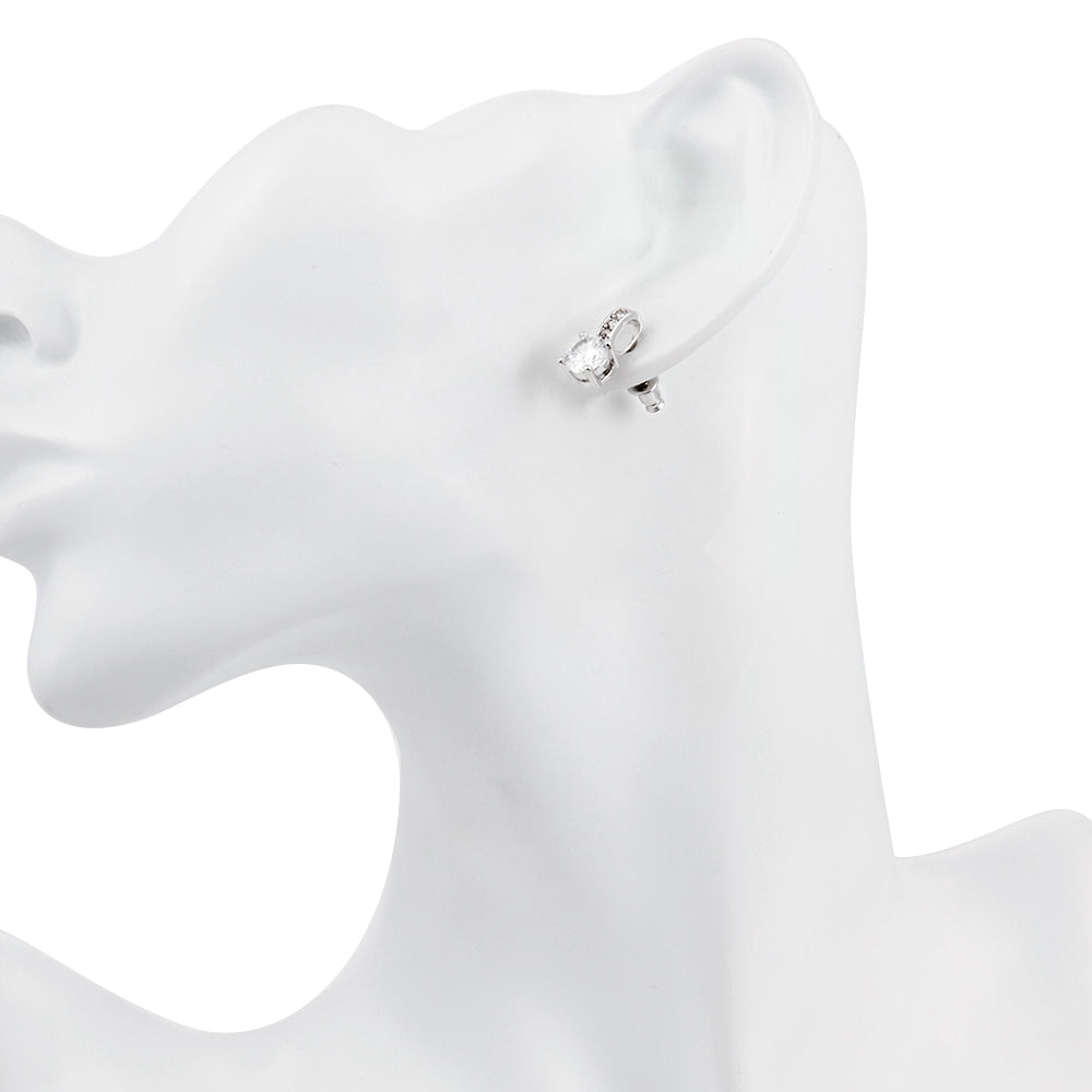 Swarovski Crystal Pave Stud Earring in 18K White Gold Plated