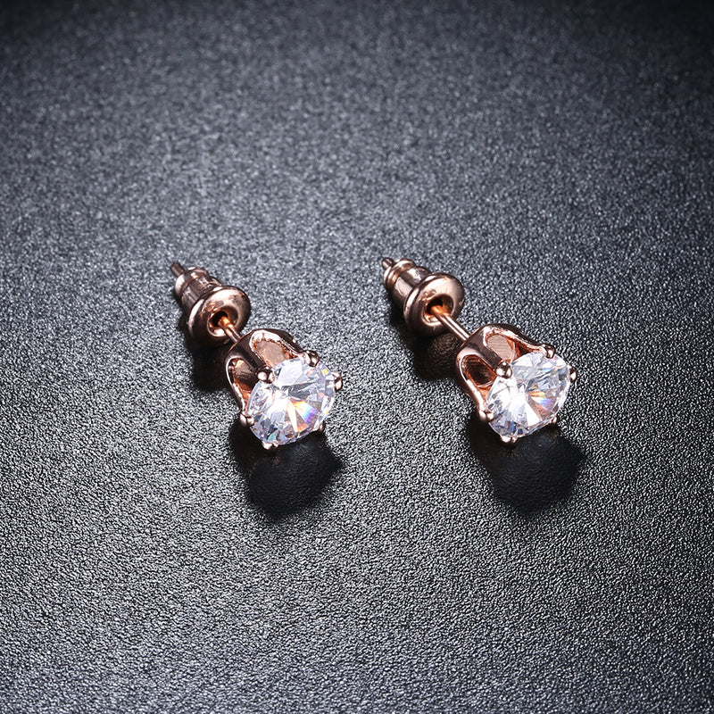 Swarovski Crystal Pave Stud Earring in 18K Rose Gold Plated